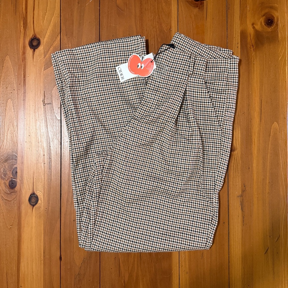 Cider Brown and White Checkered Trousers